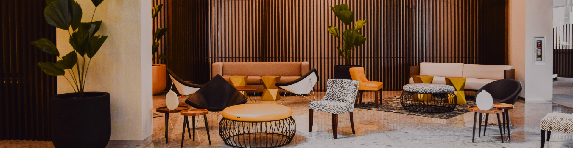 Lobby with white and cream sofas