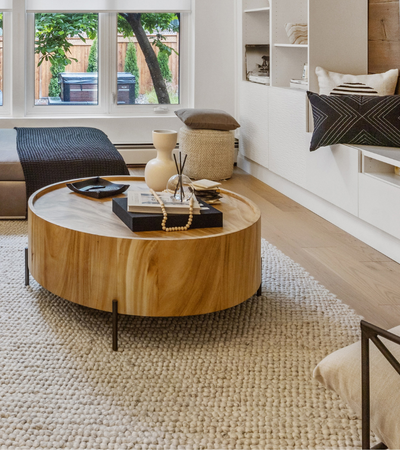 Beige wool rug cleaning Sydney – neutral modern lounge